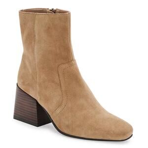 Blondo Salome Suede Boots 9.5 Tan NWOT Ankle Booties Waterproof Heel Capsule